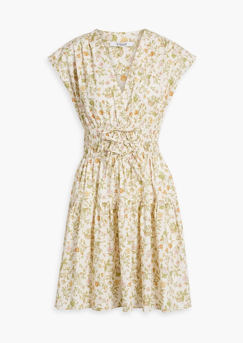 Derek Lam 10 Crosby - Gathered floral-print cotton-poplin mini dress - White - US 12