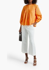 Derek Lam 10 Crosby - Gathered pintucked cotton-poplin blouse - Orange - US 8