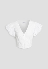 Derek Lam 10 Crosby - Genna ruffled broderie anglaise cotton bustier top - White - US 2