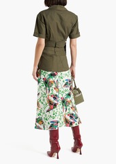Derek Lam 10 Crosby - Ingrid poplin-paneled printed linen-blend gauze midi skirt - Green - US 2