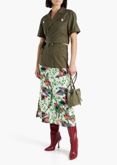 Derek Lam 10 Crosby - Ingrid poplin-paneled printed linen-blend gauze midi skirt - Green - US 2
