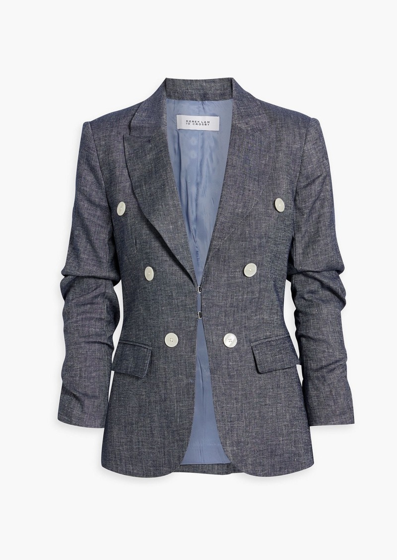Derek Lam 10 Crosby - Kaia button-embellished linen-blend blazer - Blue - US 0