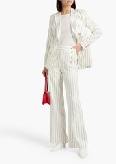 Derek Lam 10 Crosby - Massimo pinstriped linen and cotton-blend flared pants - White - US 0