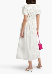 Derek Lam 10 Crosby - Maya twisted striped linen and cotton-blend midi dress - White - US 0