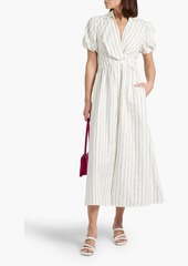 Derek Lam 10 Crosby - Maya twisted striped linen and cotton-blend midi dress - White - US 0