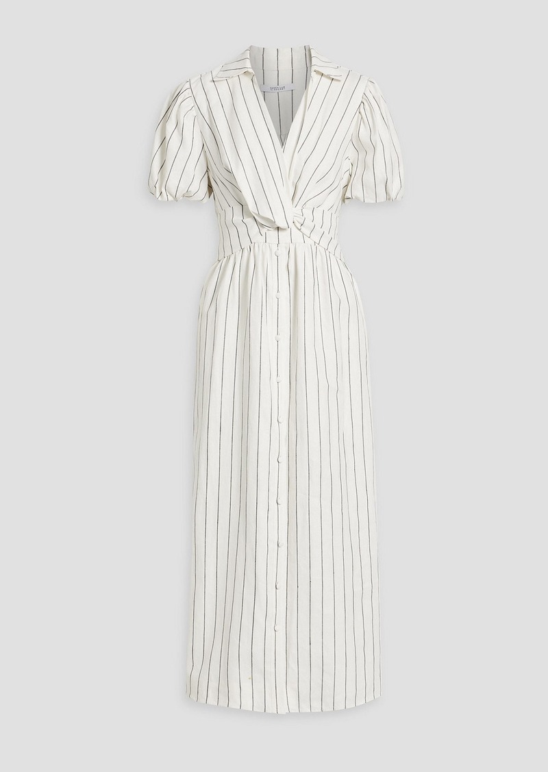 Derek Lam 10 Crosby - Maya twisted striped linen and cotton-blend midi dress - White - US 0