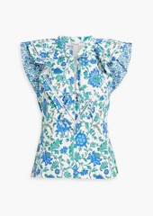 Derek Lam 10 Crosby - Najah ruffled printed cotton-bend poplin blouse - Blue - US 2