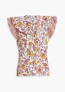 Derek Lam 10 Crosby - Najah ruffled printed cotton-bend poplin blouse - Yellow - US 00