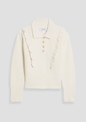 Derek Lam 10 Crosby - Noelia ruffled ribbed wool-blend polo sweater - White - S