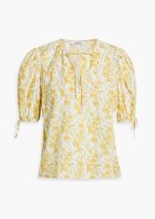Derek Lam 10 Crosby - Nora floral-print cotton-gauze top - Yellow - US 0