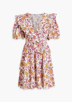 Derek Lam 10 Crosby - Ophelia ruffled printed cotton-blend poplin mini dress - Yellow - US 0