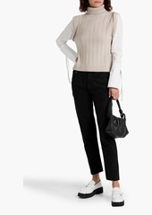 Derek Lam 10 Crosby - Paola poplin and ribbed wool turtleneck sweater - Neutral - XS