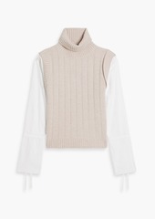 Derek Lam 10 Crosby - Paola poplin and ribbed wool turtleneck sweater - Neutral - XS