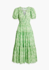 Derek Lam 10 Crosby - Philippa tiered printed cotton-jacquard midi dress - Green - US 00