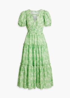 Derek Lam 10 Crosby - Philippa tiered printed cotton-jacquard midi dress - Green - US 00