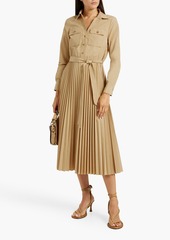 Derek Lam 10 Crosby - Pleated belted taffeta midi shirt dress - Neutral - US 00