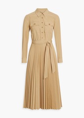 Derek Lam 10 Crosby - Pleated belted taffeta midi shirt dress - Neutral - US 00