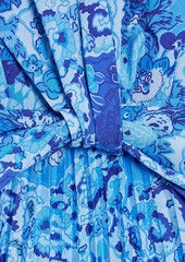 Derek Lam 10 Crosby - Pleated ruffled floral-print crepe midi dress - Blue - US 6