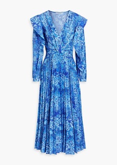 Derek Lam 10 Crosby - Pleated ruffled floral-print crepe midi dress - Blue - US 6