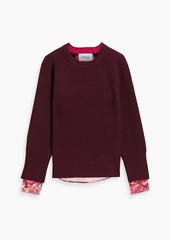 Derek Lam 10 Crosby - Marcia printed crepe-paneled wool sweater - Burgundy - XS