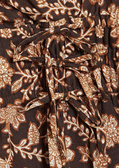 Derek Lam 10 Crosby - Rhea wrap-effect printed linen-blend top - Brown - US 2