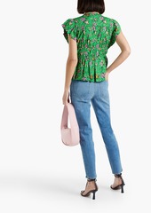 Derek Lam 10 Crosby - Roselyn ruffled floral-print cotton-blend poplin blouse - Green - US 4
