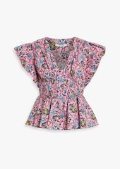 Derek Lam 10 Crosby - Roselyn ruffled floral-print cotton-blend poplin blouse - Green - US 0
