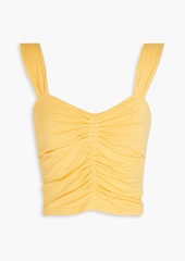Derek Lam 10 Crosby - Ruched stretch-jersey top - Yellow - M