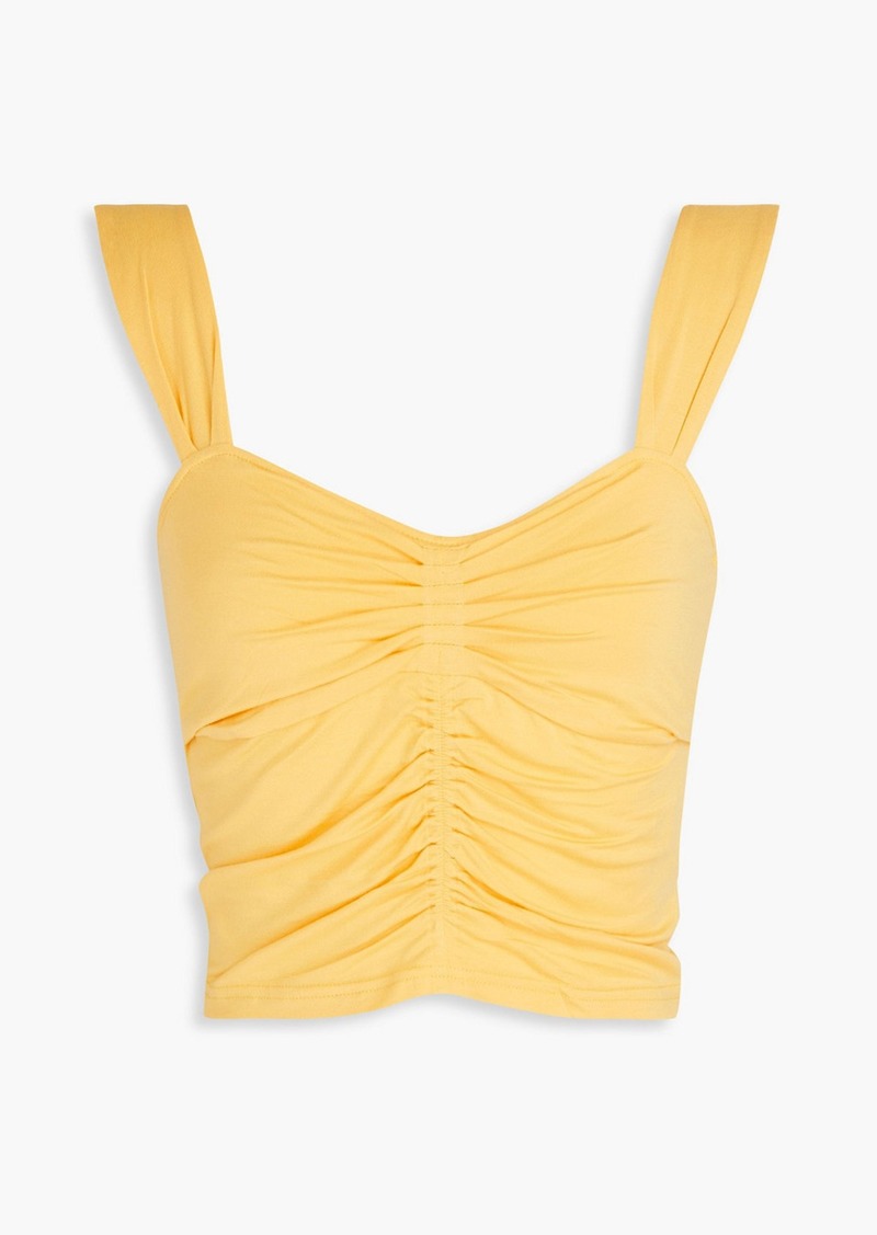 Derek Lam 10 Crosby - Ruched stretch-jersey top - Yellow - XL