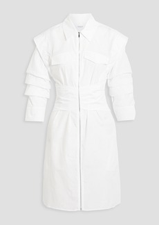 Derek Lam 10 Crosby - Skylar ruched cotton-poplin mini shirt dress - White - US 0