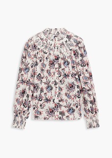 Derek Lam 10 Crosby - Smocked floral-print cotton-poplin blouse - Orange - US 4