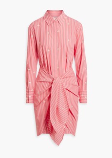 Derek Lam 10 Crosby - Charlotte striped broderie anglaise cotton mini shirt dress - Orange - US 00