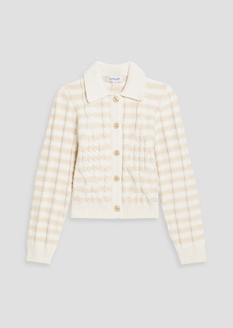 Derek Lam 10 Crosby - Striped cable-knit cotton-blend cardigan - White - S