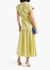 Derek Lam 10 Crosby - Charlene wrap-effect cutout cotton-poplin midi shirt dress - Yellow - US 0