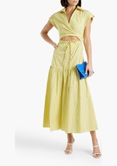 Derek Lam 10 Crosby - Charlene wrap-effect cutout cotton-poplin midi shirt dress - Yellow - US 0