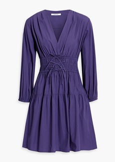 Derek Lam 10 Crosby - Tiered bow-embellished cotton-poplin mini dress - Purple - US 0