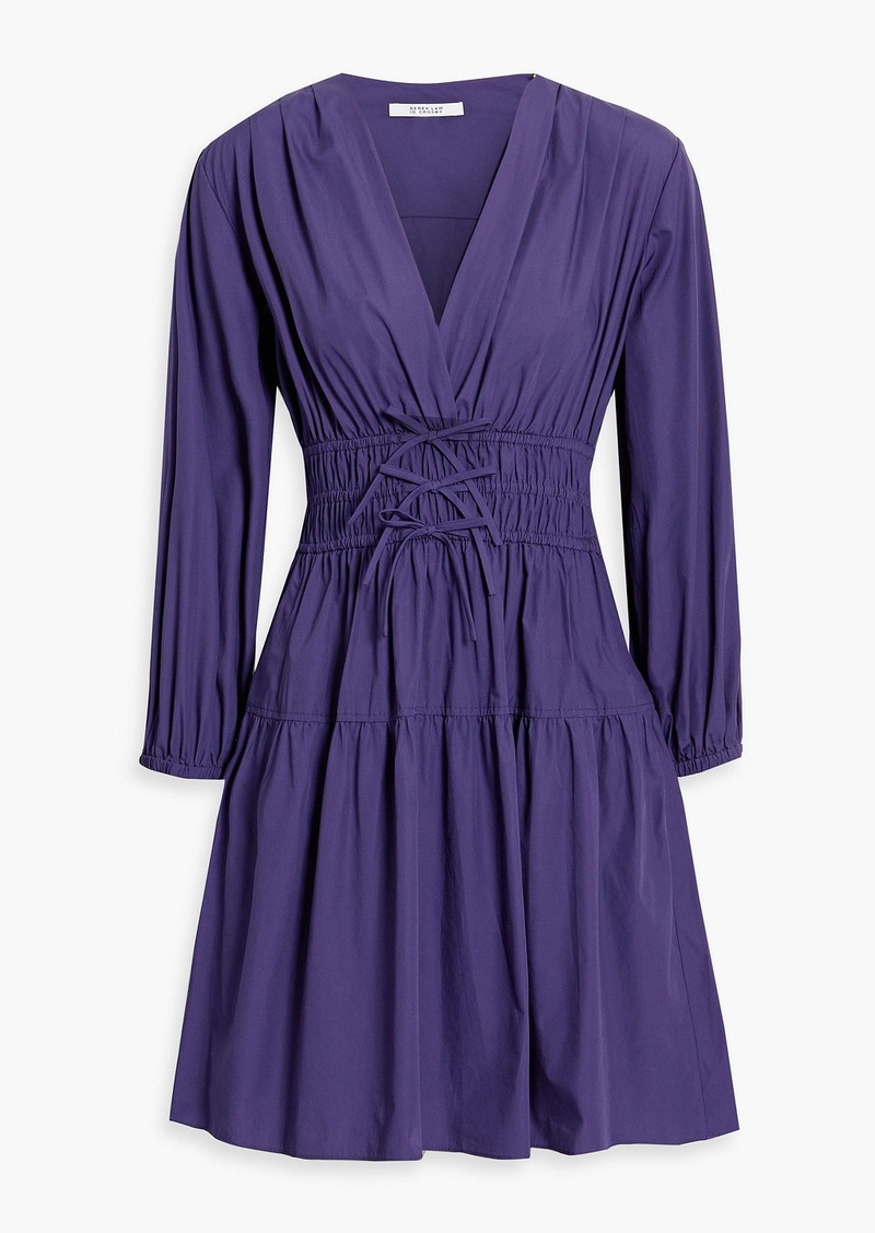 Derek Lam 10 Crosby - Tiered bow-embellished cotton-poplin mini dress - Purple - US 6