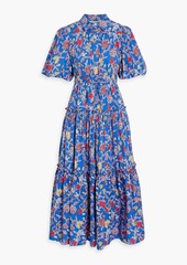 Derek Lam 10 Crosby - Dahlia tiered printed cotton-blend poplin shirt dress - Blue - US 12