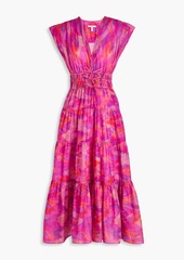 Derek Lam 10 Crosby - Tiered printed cotton midi dress - Pink - US 14