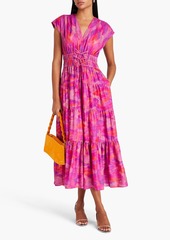 Derek Lam 10 Crosby - Tiered printed cotton midi dress - Pink - US 14