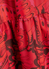 Derek Lam 10 Crosby - Tiered printed satin-crepe midi dress - Red - US 0