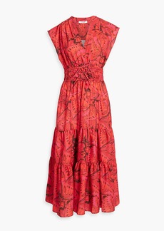 Derek Lam 10 Crosby - Tiered printed satin-crepe midi dress - Red - US 0