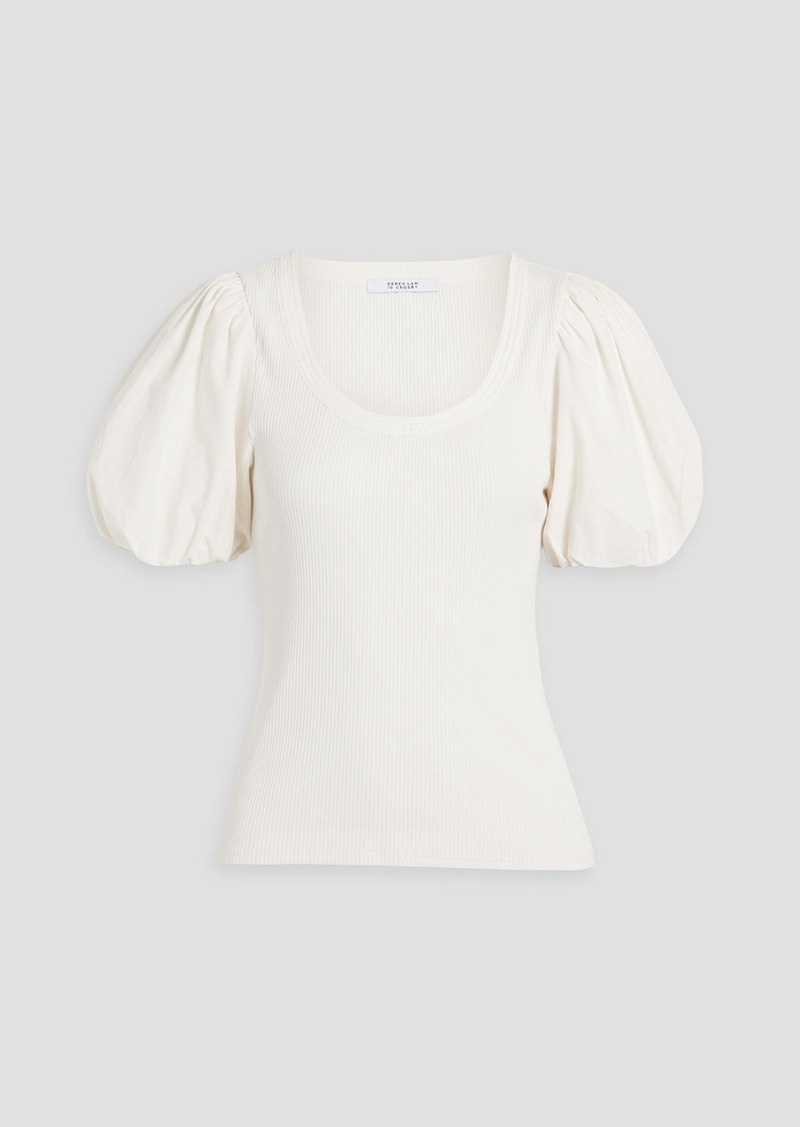 Derek Lam 10 Crosby - Willa poplin-paneled ribbed stretch-cotton jersey top - White - XS