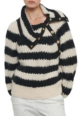 Derek Lam 10 Crosby Astra Striped Asymmetric Button Sweater