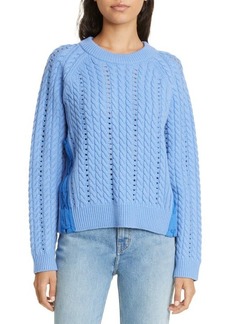 Derek Lam 10 Crosby Atiana Side Lace-Up Wool Cable Sweater