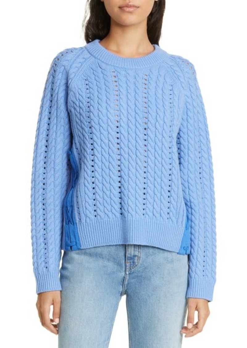 Derek Lam 10 Crosby Atiana Side Lace-Up Wool Cable Sweater