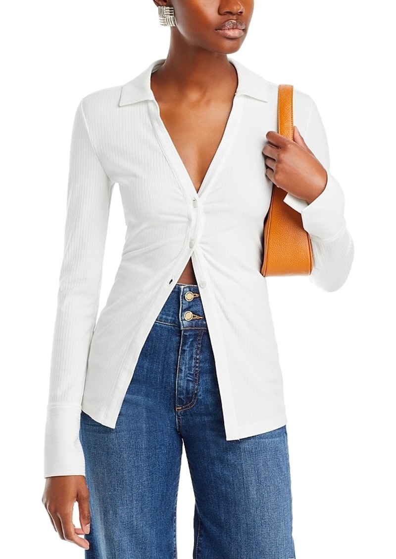 Derek Lam 10 Crosby Chandler Ribbed Button Down Top