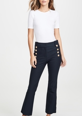 Derek Lam 10 Crosby Robertson Cropped Flare Trousers with Sailor Buttons