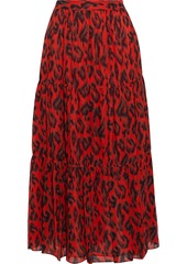Derek Lam 10 Crosby Woman Tiered Leopard-print Georgette Midi Skirt Red