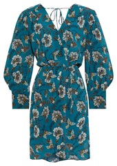 Derek Lam 10 Crosby Woman Wrap-effect Printed Cotton And Silk-blend Crepon Mini Dress Teal